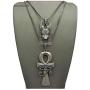 Shiny Jewelers USA Mens Egyptian Anubis & ANKH Cross Pendant & Box Chains Hip HOP Necklace Set Black