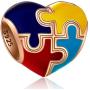 Autism Awareness Charm 925 Sterling Silver Puzzle Piece Enamel Colorful Charms and Live Love Laugh Beads for Bracelets