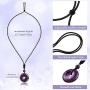 4 Pieces Circle Donut Healing Crystals Necklace 30 mm Donut Stone Pendant Necklace Amulet Lucky Charm Agate Donut Pendant Necklace Donut Healing Crystals Adjustable Braided Rope Necklace for Men Women