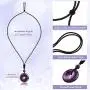 4 Pieces Circle Donut Healing Crystals Necklace 30 mm Donut Stone Pendant Necklace Amulet Lucky Charm Agate Donut Pendant Necklace Donut Healing Crystals Adjustable Braided Rope Necklace for Men Women