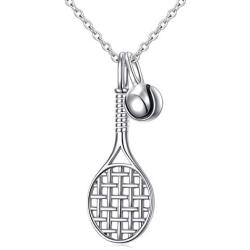 S925 Sterling Silver Jewelry Tennis Racket Pendant Necklace Gift for Tennis Sports lover 18 inches to 20 inches