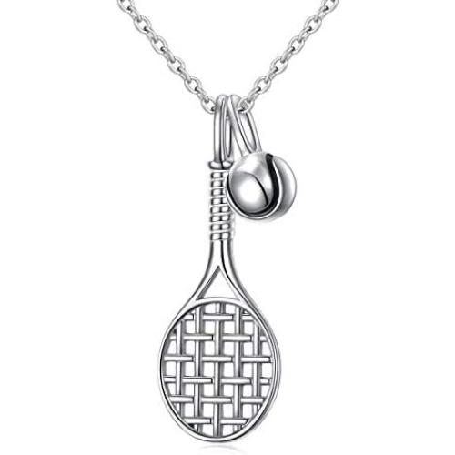 S925 Sterling Silver Jewelry Tennis Racket Pendant Necklace Gift for Tennis Sports lover 18 inches to 20 inches