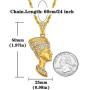 ROWIN&CO Egyptian Queen Nefertiti Necklace Bling Iced Out Gold Plated Vintage Jewelry Cubic Zirconia Hip Hop Pendant Personalized Gifts for Men Women/Best Love Wife/Girlsfriend Birthday