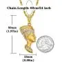 ROWIN&CO Egyptian Queen Nefertiti Necklace Bling Iced Out Gold Plated Vintage Jewelry Cubic Zirconia Hip Hop Pendant Personalized Gifts for Men Women/Best Love Wife/Girlsfriend Birthday