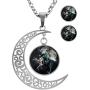 XUTAI Custom Vintage Glamour Moon Glass Necklace Stud Earring Jewelry Suit for Womens Mom