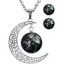 XUTAI Custom Vintage Glamour Moon Glass Necklace Stud Earring Jewelry Suit for Womens Mom