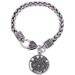 Ancient Hebrew Esoteric Tetragrammaton Pentagram Name of God Charm Wheat Chain Bracelet Blessing Jewelry for Men Women