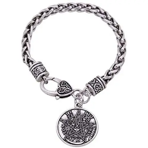Ancient Hebrew Esoteric Tetragrammaton Pentagram Name of God Charm Wheat Chain Bracelet Blessing Jewelry for Men Women Ancient Hebrew Esoteric Tetragrammaton Pentagram Name of God Charm Wheat Chain Bracelet Blessing Jewelry for Men Women
