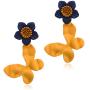 DAMLENG Unique Chic Handmade Bohemian Yellow Matte Flower Butterfly Dangle Drop Stud Earrings for Women Girls Statement Jewelry Gifts