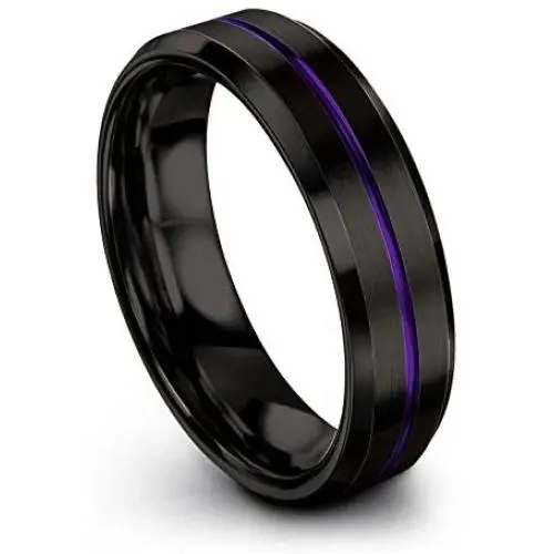 Chroma Color Collection Tungsten Carbide Wedding Band Ring 6mm for Men Women Green Red Blue Purple Black Teal Copper Fuchsia Center Line Bevel Edge Brushed Polished Chroma Color Collection Tungsten Carbide Wedding Band Ring 6mm for Men Women Green Red Blue Purple Black Teal Copper Fuchsia Center Line Bevel Edge Brushed Polished