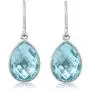 Gem Stone King 925 Sterling Silver Blue Topaz Dangle Earrings For Women (18.00 Cttw Gemstone Birthstone Pear Shape Teardrop 16X12MM)