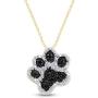 Jewel Zone US 0.1 Ct Black and White Diamond Dog Paw Pendant Necklace in 14K Gold Over Sterling Silver Jewel Zone US 0.1 Ct Black and White Diamond Dog Paw Pendant Necklace in 14K Gold Over Sterling Silver