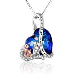 TOUPOP Mom Gifts for Mothers Day 925 Sterling Silver Heart Crystal Pendant Necklace Jewelry Gifts for Women Girls Mom Daughter Sisters Friends Birthday Mothers Day