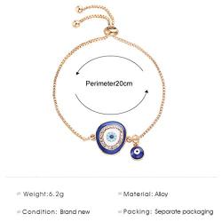 TseanYi Evil Eye Bracelet Chain Blue Cubic Zirconia Round Hand Chain Protection Bracelets Hand Jewelry Gift for Women and Girls (Blue)