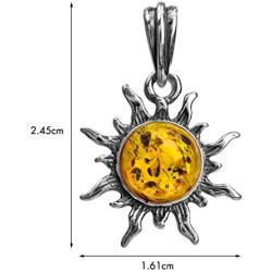 Amber Sterling Silver Small Sun Pendant