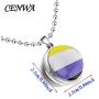 CENWA LGBT Gay Pride Rainbow Time Gemstone Double-Sided Glass Ball Pendant Necklace LGBT Lesbian Jewelry