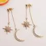 Zuo Bao Dainty Crescent Earrings Sunburstand and Moon Dangle Drop Earrings Celestial Galaxy Jewelry