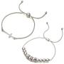 RareLove 2 PCS Crystal Cross Bead Charm Double Strand Stretch Adjustable Bracelet Alloy Christmas Godmother Godchildren Baptism Gift for Women Girls