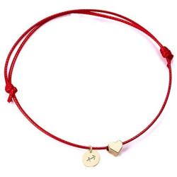 Ailiessy Love Heart Constellation Bracelet for Women Handmade Braided Rope Round Disc Coin Zodiac Bracelet Charm Fashion Red String Friendship Bracelet Jewelry