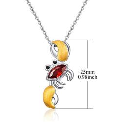 TANGPOET Crab Necklace S925 Sterling Silver Ocean Themed Pendant Sea Animal Jewelry Gift for Women Girl