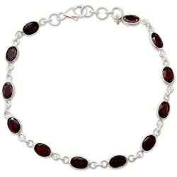 NOVICA Garnet Tennis Bracelet .925 Sterling Silver Handmade in India, Romantic Red