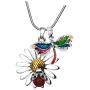 DianaL Boutique Beautiful Silvertone Daisy Flower Ladybug and Dragonfly Pendant Necklace 19'' Chain