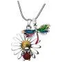 DianaL Boutique Beautiful Silvertone Daisy Flower Ladybug and Dragonfly Pendant Necklace 19'' Chain DianaL Boutique Beautiful Silvertone Daisy Flower Ladybug and Dragonfly Pendant Necklace 19'' Chain