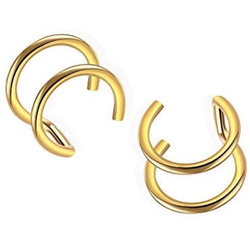 Dtja Sterling Silver Ear Cuff Wrap Earrings for Non Piercing Cartilage Clip on Helix Minimalist Womens Girls Love Knot Gold Hoops Adjustable Jewelry Unisex