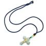 Jade Cross Jesus Necklace Pendant Inlaid with 22K Gold Good Luck Charm Jade Jewelry