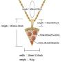 Iced Out Pizza Pendant Necklace Full Paved AAA+ Cubic Zircon Gold Silver Color Hip Hop Jewelry Gift for Men Women