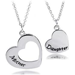 KUIYAI Mother Daughter Necklace Set of 2 Matching Heart Mom and Me Jewelry