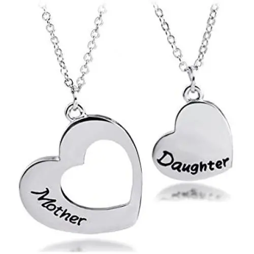 KUIYAI Mother Daughter Necklace Set of 2 Matching Heart Mom and Me Jewelry