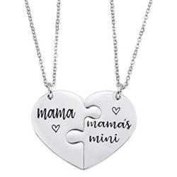 Nanafast 2 PCS Mother Daughter Necklaces Adjustable Stainless Steel Matching Heart Necklace Set Valentines for Couples Mom and Daughter