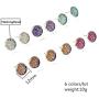 Druzy Quartz Stud Earrings Set 12mm Round Silver Sparkly Crystal Rhinestone Ear Studs Pierced Jewelry for Women Girls 6 Pairs/Set