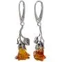 Sterling Silver and Baltic Honey Amber Dangling Earrings''Roses'' Sterling Silver and Baltic Honey Amber Dangling Earrings''Roses''