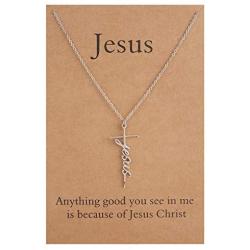 Mothers Day Gift Faith Cross Necklace Hope Believe Pendant Necklace Religious Jewelry for Women