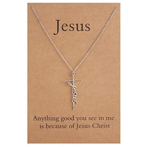 Mothers Day Gift Faith Cross Necklace Hope Believe Pendant Necklace Religious Jewelry for Women