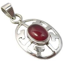 SilverStarJewel 925 Solid Sterling Silver Carnelian Celtic Pendant 1.2'' Fashion Stone