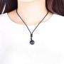 Double Rainbow Eyes 16mm Natural Obsidian Stone Pendant Lucky Blessing Beads Pendant Necklace with Adjustable Braided Rope Cord Amulet