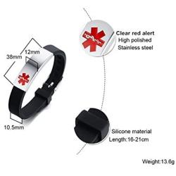 Sunling Personalized Medical Alert Bracelet Disease Awareness Emergency ID Bracelet for Men Women Kids