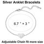 Silver Initial Ankle Bracelets Heart Pendant 26 Letters Alphabet Bracelet for Women
