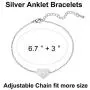 Silver Initial Ankle Bracelets Heart Pendant 26 Letters Alphabet Bracelet for Women