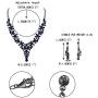EVER FAITH Womens Crystal Simulated Pearl Elegant Wedding Drop Necklace Earrings Set
