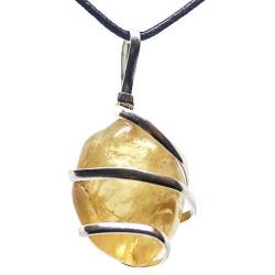 Citrine Gemstone Pendant Necklace - Natural Crystal Healing | Stone of Joy, Wealth and Abundance| Energizes Solar Plexus and Navel Chakras| Jewelry for Men & Women