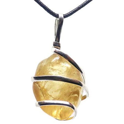 Citrine Gemstone Pendant Necklace - Natural Crystal Healing | Stone of Joy, Wealth and Abundance| Energizes Solar Plexus and Navel Chakras| Jewelry for Men & Women