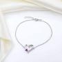 YL Heart Bracelets 925 Sterling Silver Love Heart Bracelet Jewelry Gifts for Women Mom, 6.7+1.2(17+3CM)