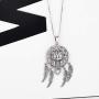 Dream Catcher Necklace for Women, Owl Sterling Silver Pendant with Feather and Cubic Zirconia, Oxidized Technology Special Effect - Lucky Amulet Jewelry Gift Ideas
