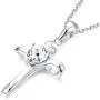 Sllaiss Sterling Silver Tiny Cross Pendant Necklace Heart Crystals From Austria White Gold Plated Celtic Knot Infinity Love Necklace For Women