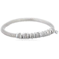NINE WEST Womens Boxed Bracelet Rondel Stretch, Silver/Crystals