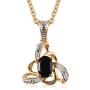 Shop LC Delivering Joy 925 Sterling Silver Real 14K Yellow Gold Plated Oval Black Tourmaline Pendant Necklace Jewelry for Women Size 20'' Ct 0.6